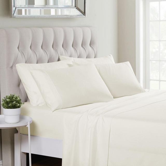 6 Piece Sheet Set, Deluxe Ultra Soft 1500 Series, Double Brushed Microfiber by Sweet Home Collection®- Queen, Ivory