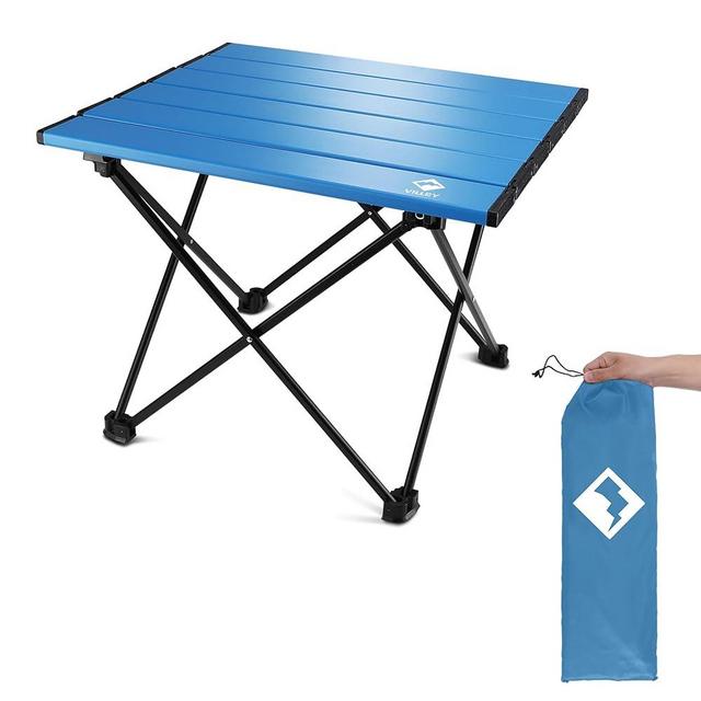 VILLEY Portable Camping Side Table, Ultralight Aluminum Folding Beach Table with Carry Bag for Outdoor Cooking, Picnic, Camp, Boat, Travel