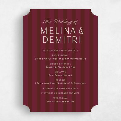 Red Ticket Wedding Program - Sabbia
