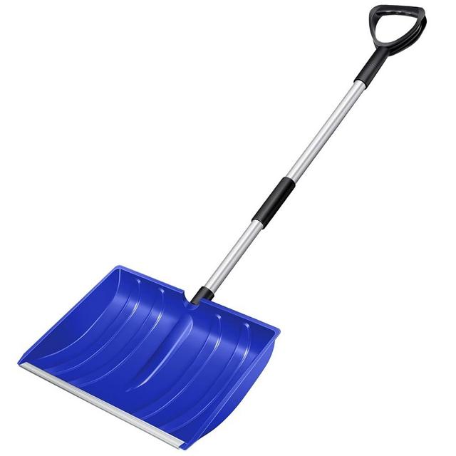 Large Portable Snow Shovel for Driveway: 52-Inch Extended Lightweight Snow Shovel for Snow Removal - Wide Snow Shovel with Ergonomic D-Grip Handle and Durable Aluminum Blade for Garden, Car, Camping