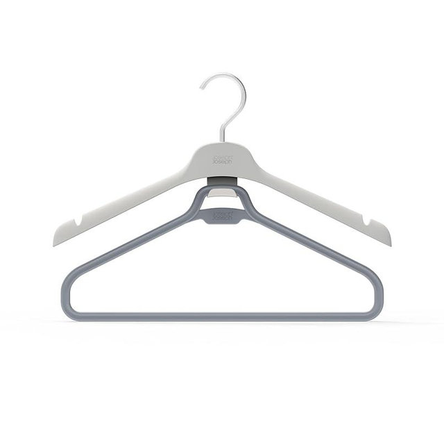 Joseph Joseph Orderly Set of 2 Long Garment Hangers, 2-Part Clothes Hanger for Dresses and Jumpsuits with Integrated Strap Hooks