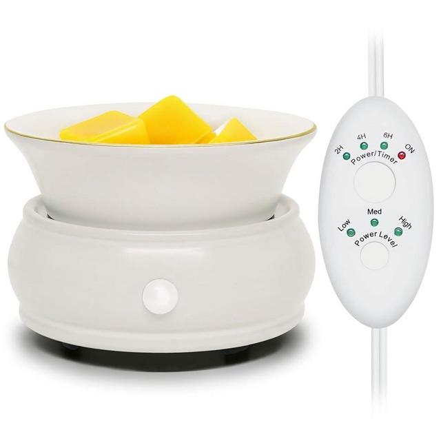 Wax Melter Candle Warmer with Timer - Ceramic Electric Scented Wax Melts Warmer 4-in-1 Candle Wax Burner Melter Timer Adjust Fragrance Intensity Auto Shut Off for Home Office Bedroom Gift & Decor