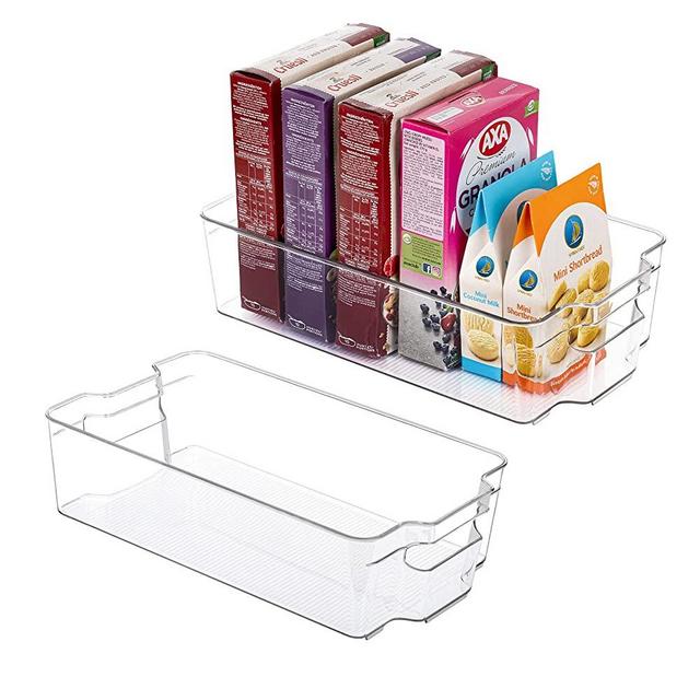 HOOJO Refrigerator Organizer Bins - 4pcs Clear Plastic Bins for Fridge,  Kitchen Cabinet, Pantry Organization, ideal BPA Free Freezer Organizers for  Storing Breast milk Storage Bags, 14.5 Long-Narrow