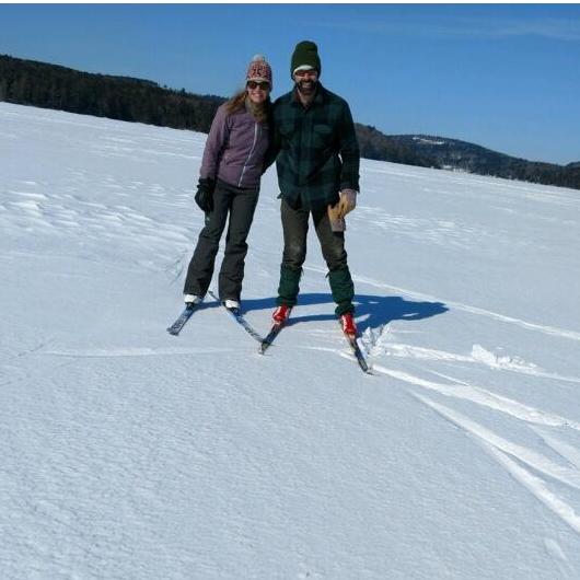 A ski on Lake Sunapee. Photo credit: ski pole tripod designed by Russell.