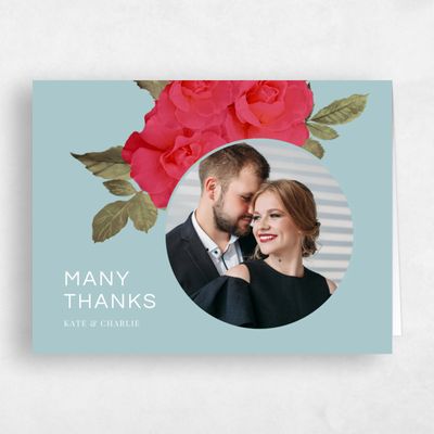 Soft Teal, Blue Wedding Thank You - Woads Portrait