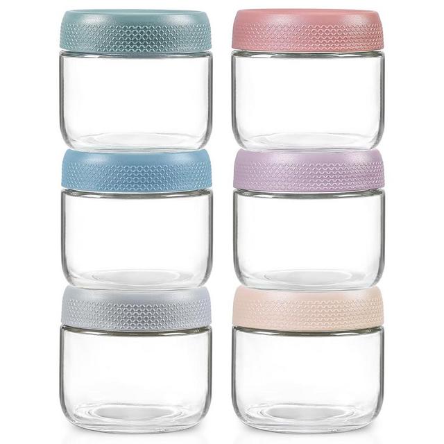 NETANY 6-pack 8oz Glass jars with Airtight Lids, Overnight Oats Containers with Lids, Wide mouth Mason Salad jars, Glass Food Storage Containers for Snacks Yogurt Spice Sugar