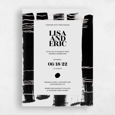 Smoke, Grey Wedding Invitation - Braunfels Stroke
