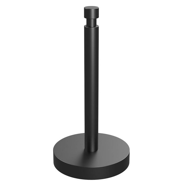 Paper Towel Holder Countertop, Black Paper Towel Holder with Weighted Base Non Slip, Standing Paper Towel Roll Holder for Kitchen Bathroom, Easy One-Handed Operation, Stainles Steel (Black)