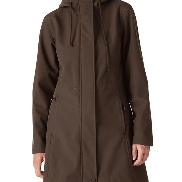Outdoor Ventures Women's Lightweight Waterproof Fleece Lined Hooded Softshell Rain Jacket, Warm Windbreaker Long Coat