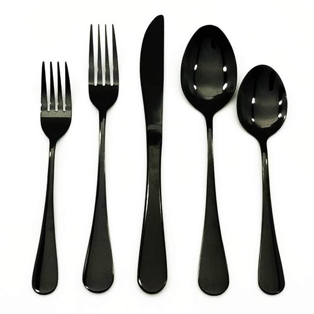 Hearty Homes Black Silverware Set | 20-Piece Stainless Steel Flatware Cutlery Set Service for 4 |Dishwasher Safe, Mirror Finish, Tableware Knife, Spoon and Fork | Restaurant, Home and Kitchen