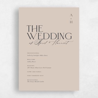 Canvas Tan, Brown Wedding Program - Grayson