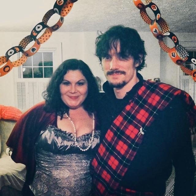 The first time we were Jamie & Claire from Outlander for Halloween... although Robert is actually wearing the Wallace tartan I bought him.