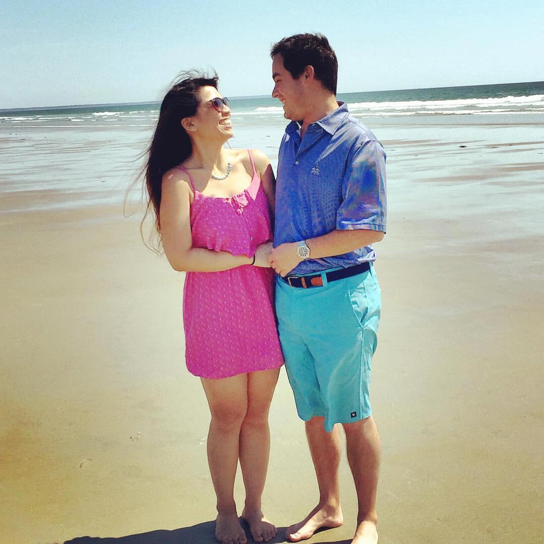 Candid pictures capture the best emotions. Eric and Paula love the beach and being in the water.