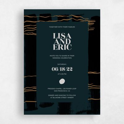 Dark Teal, Green Wedding Invitation - Braunfels Stroke