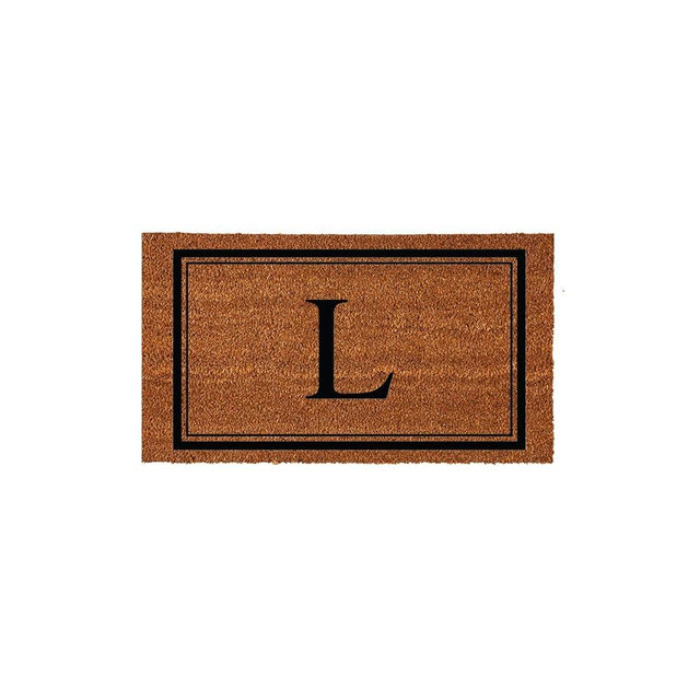 Evergreen Flag Monogram Letter L Entrance Doormat | 28 x 16 inches | Dirt Catching Natural Coir | All-Season | Non-Slip Backing | Indoor and Outdoor Home Decor