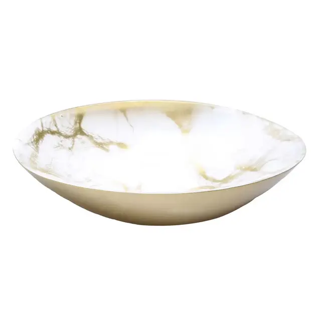 Classic Touch Trophy Gold Marble 12.5-Inch Oval Serving Bowl