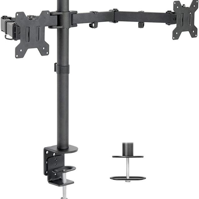 VIVO Dual LCD Monitor Desk Mount Stand Heavy Duty Fully Adjustable fits 2 /Two Screens up to 27" (STAND-V002)