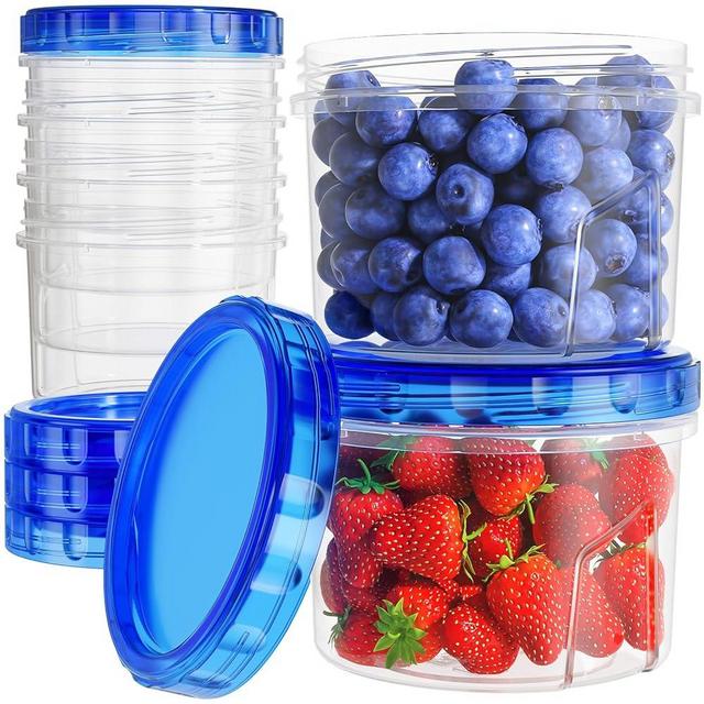 Freezer Storage Containers, [6 Pack-16 Oz] Airtight Plastic Food Storage Containers with Twist Top Lids, Soup, Meal Prep Containers | BPA Free | Stackable | Leakproof | Microwave/Dishwasher Safe