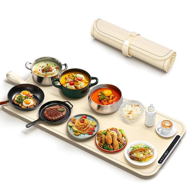 Warming Mat for Food - Electric Warming Tray, XXL(36"x16") Food Warmer Mat with Fast Full Surface Heating, Silicone Heating Mat for Party Buffet, Great Gift for Women, Hosts, New Homeowners (Beige)