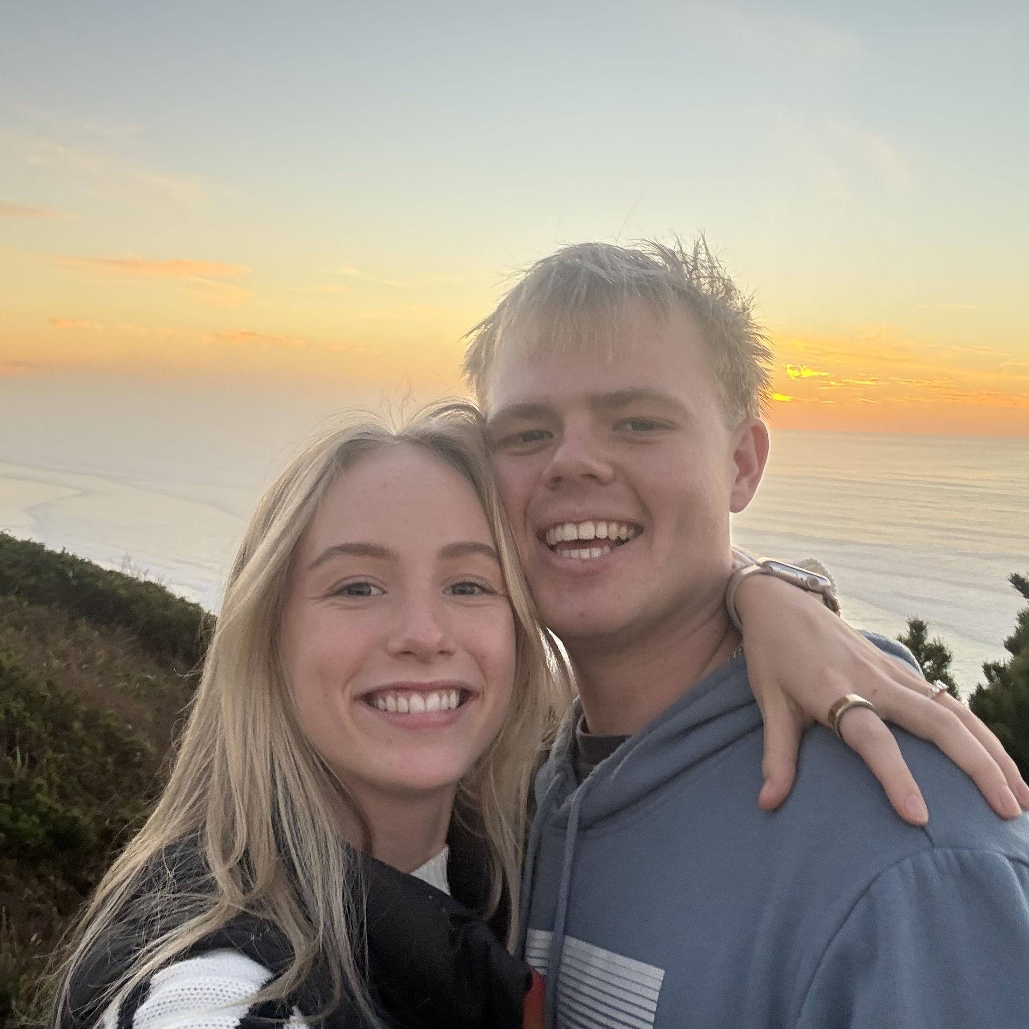 beach trip to celebrate fall term being over, 4 months of engagement, 10 months of dating and fletcher completing fire achedemy.