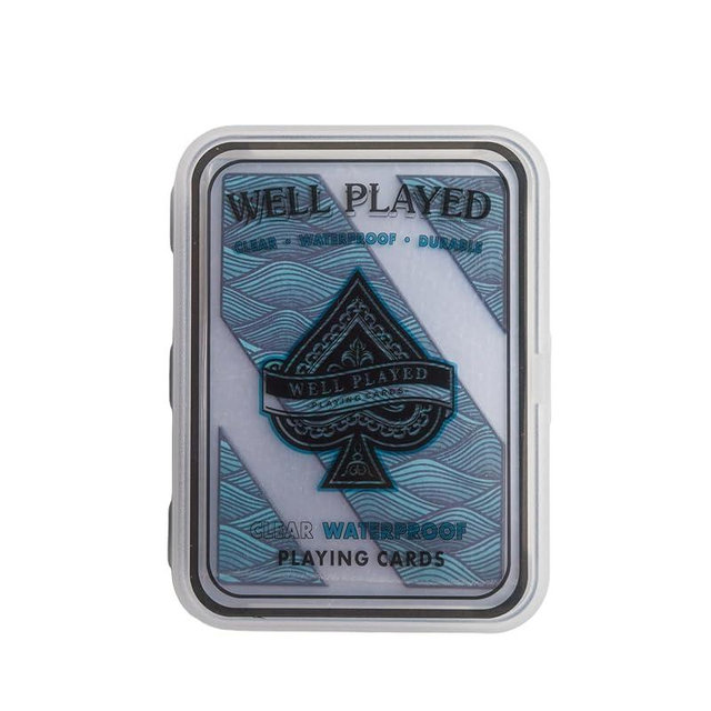 Well Played Waterproof Clear Plastic Playing Cards - Standard Deck of Cards, Transparent with Unique Custom Design, Great for Poker, Includes QR Code for Game Instructions, Teal