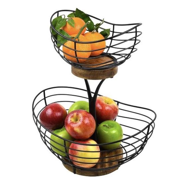 Modern Farmhouse 2 Tier Fruit Basket for Kitchen