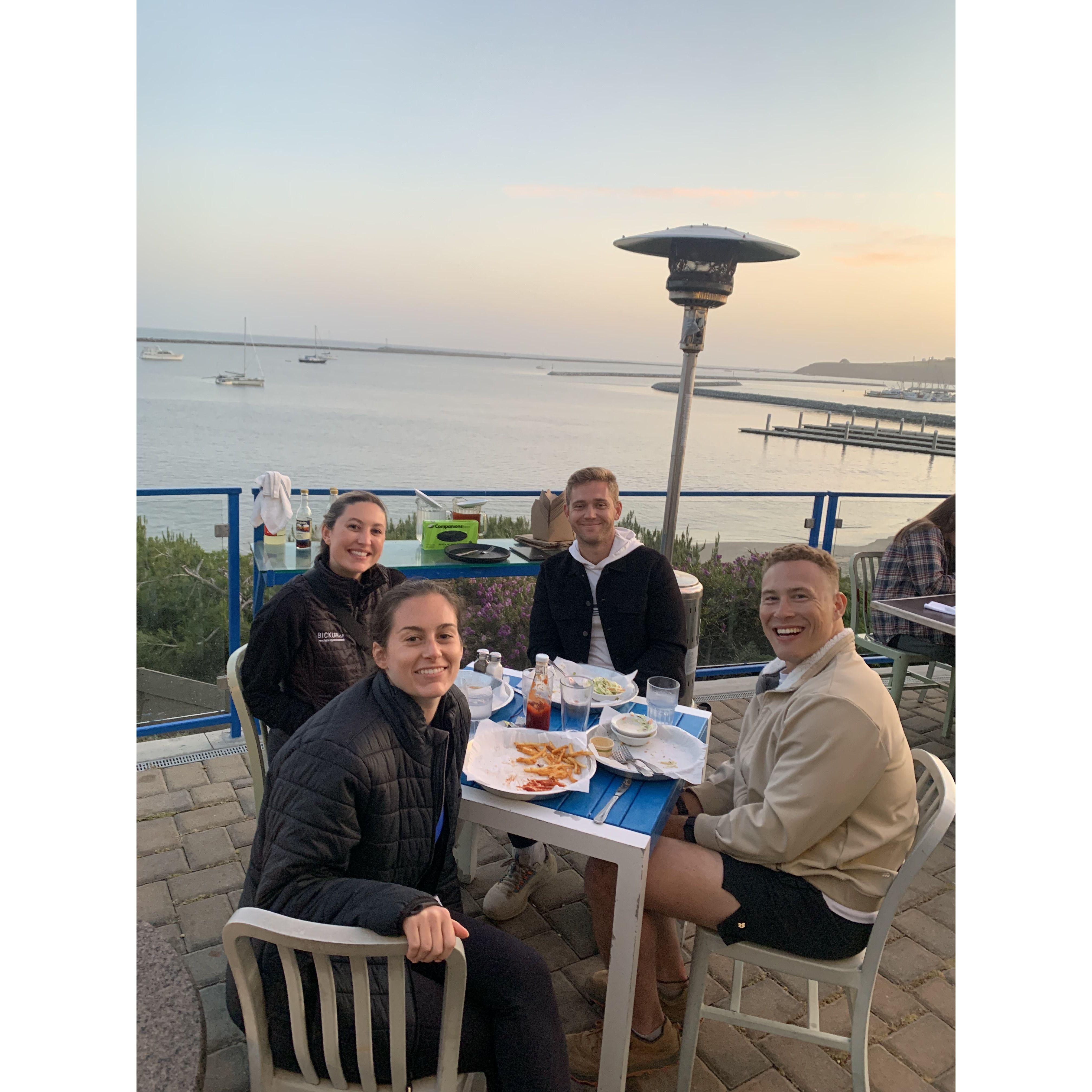 Dinner in Half Moon Bay with Allison and Kyle's SF besties, Jack and Elizabeth!