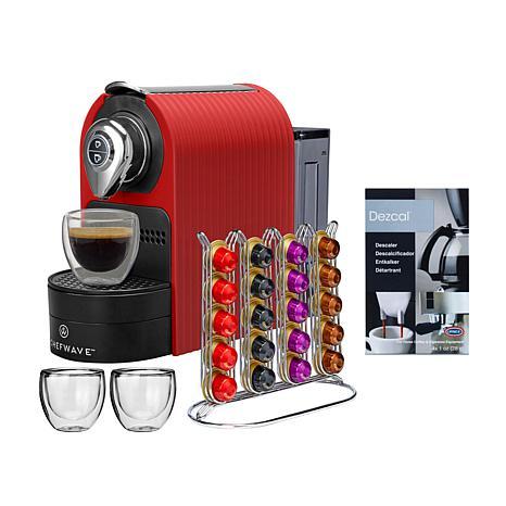 ChefWave Espresso Machine for Nespresso Compatible Capsules Set, Red
