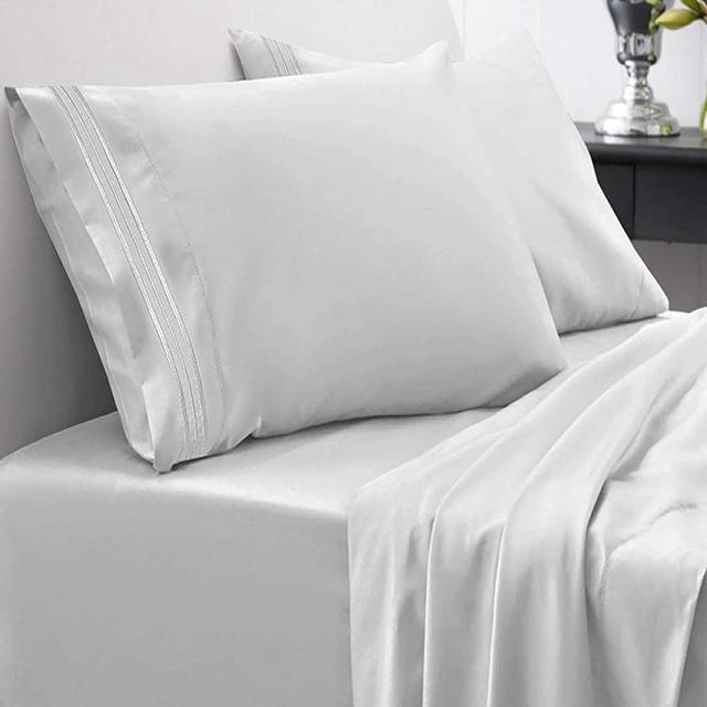 1800 Thread Count Sheet Set – Soft Egyptian Quality Brushed Microfiber Hypoallergenic Sheets – Luxury Bedding Set with Flat Sheet, Fitted Sheet, 2 Pillow Cases, California King, Silver