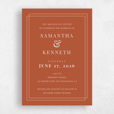 Light Rust, Orange Wedding Invitation - Dessau Portrait