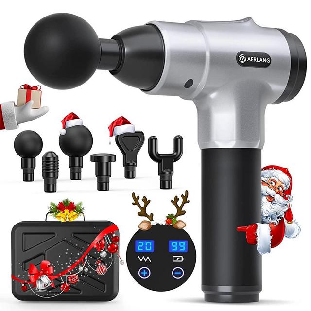 AERLANG Massage Gun, Muscle Massage Gun for Pain Relief, Back Massager with 6 Massage Heads, Deep Tissue Massage Gun for Back Relaxation with 20 Speeds, Gentle Percussion Massager for Women and Elder