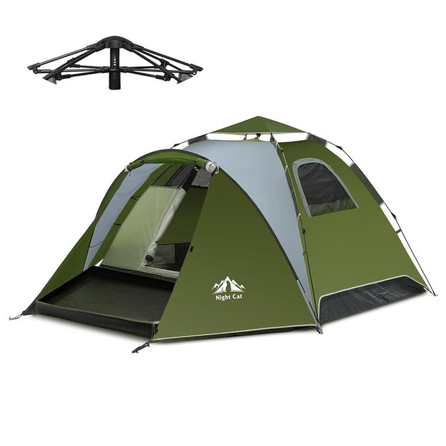 Night Cat Instant Popup Tents 2-3 Persons with Footprint Tarp Easy Setup Camping Tent with Rainfly Double Layers Waterproof Automatic Hydraulic Mechaism