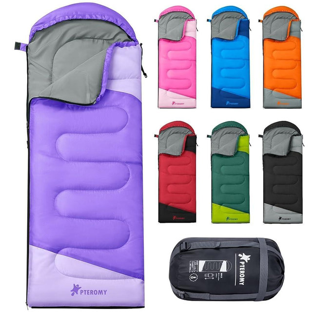 PTEROMY Sleeping Bags for Adults, Lightweight Water Resistant Backpacking Camping Sleeping Bag for Warm Cold Weather, Camping Essentials for Hiking Outdoor Travel