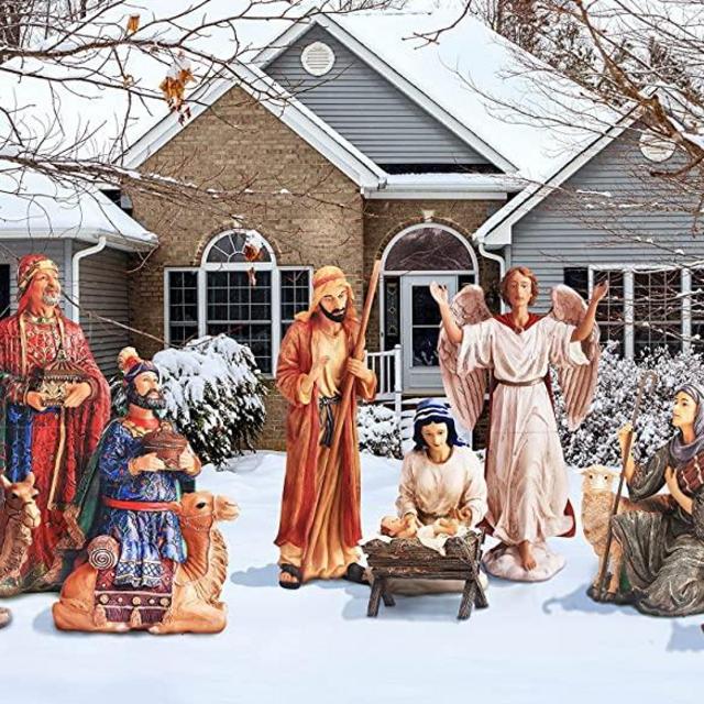 THREE KINGS GIFTS THE ORIGINAL GIFTS OF CHRISTMAS Intricate Outdoor Vibrant 52 inch Metal Holiday Yard Nativity 12 Piece Set