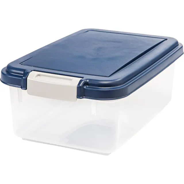 IRIS USA 11 Lbs /12 Qt WeatherPro Airtight Pet Food Storage Container, Navy