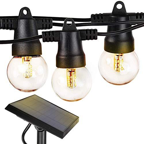 Brightech Ambience Pro - Waterproof Solar LED Outdoor String Lights – 1W Retro Edison Filament Bulbs - 27 Ft Globe Lights Create Bistro Ambience In Your Yard, Pergola - Warm White