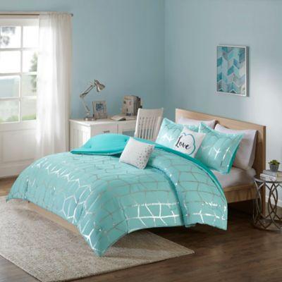 Intelligent Design Raina 5-Piece King/California King Comforter Set in Aqua/Silver