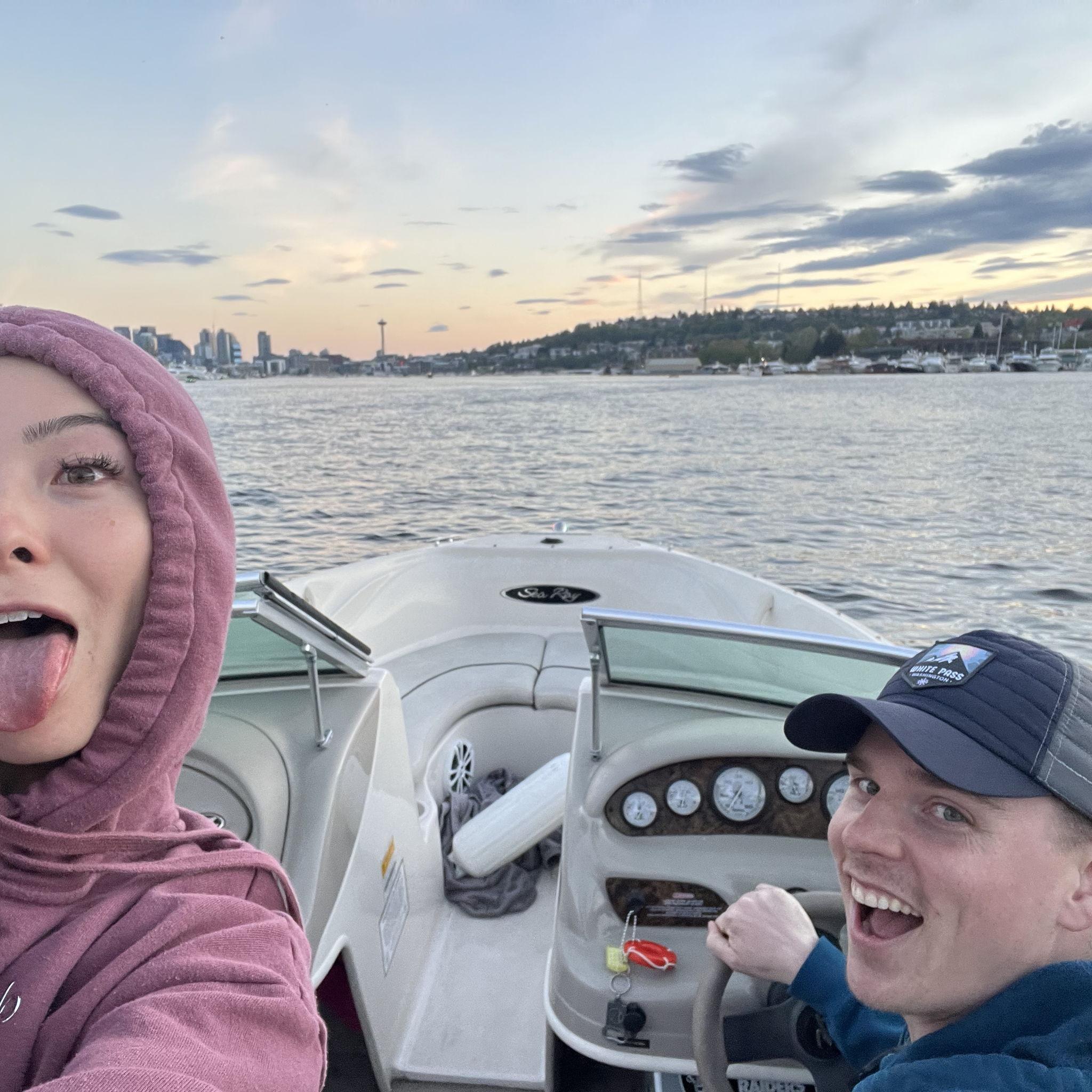 Boat ride back to Seattle from dinner in Carillon Point! Our go-to for date night!