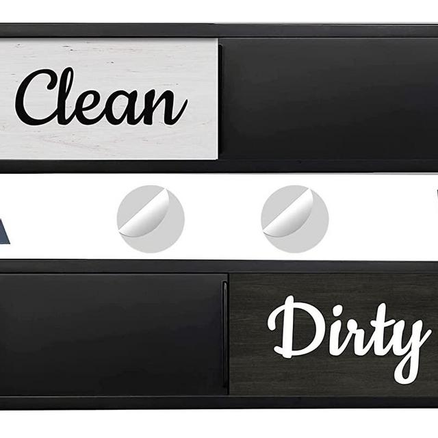 Dishwasher Magnet Clean Dirty Sign, Farmhouse Rustic Wood Design Black and White Non-Scratch/Easy to Read & Slide/Strong Magnet Clean Dirty Magnet for Dishwasher (B-Black)