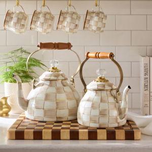 Mocha Check 2 Quart Tea Kettle