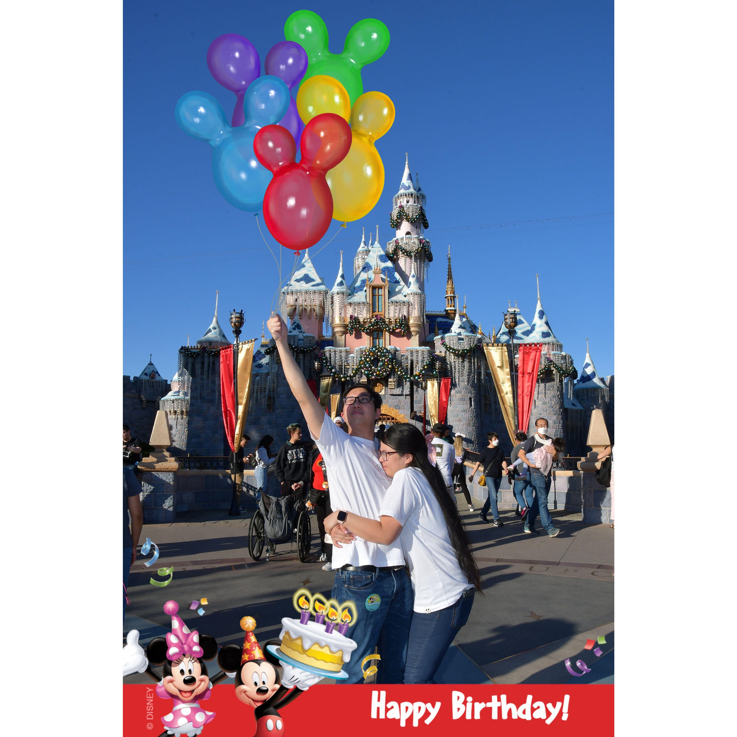 Disneyland! He's flying away!