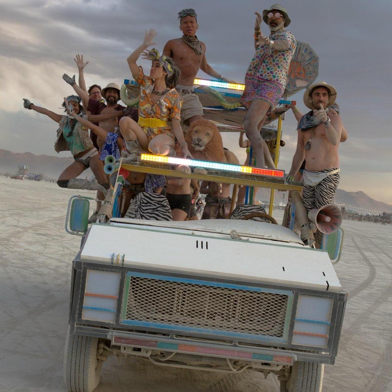 Dancing on our art car "Rexan" in 2017