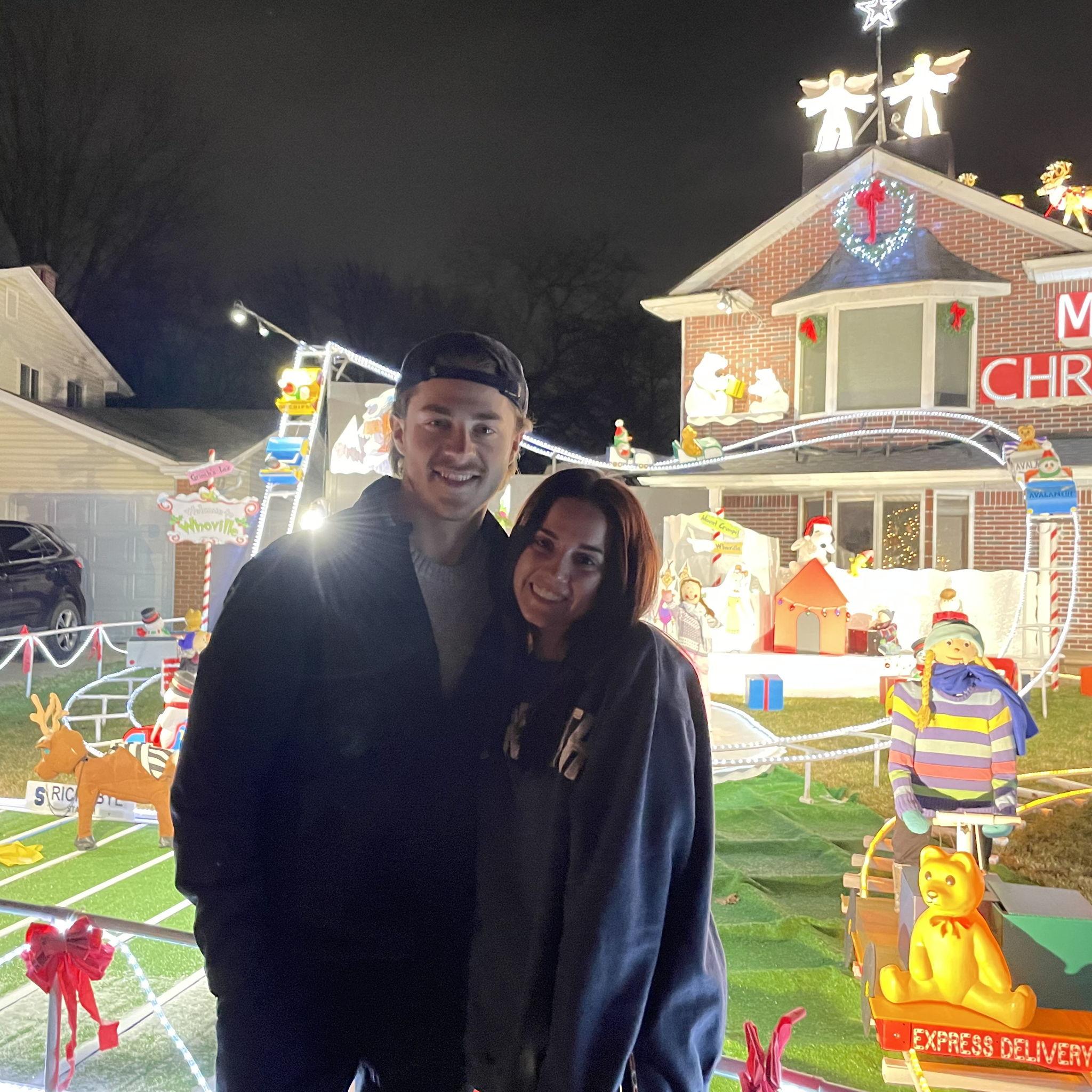 This is the very first picture we took together! We went to look at Christmas lights that night!