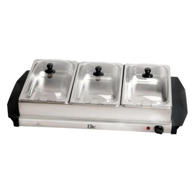 Elite Platinum Stainless Steel Electric Buffet Server 3 x 2.5 Qt.