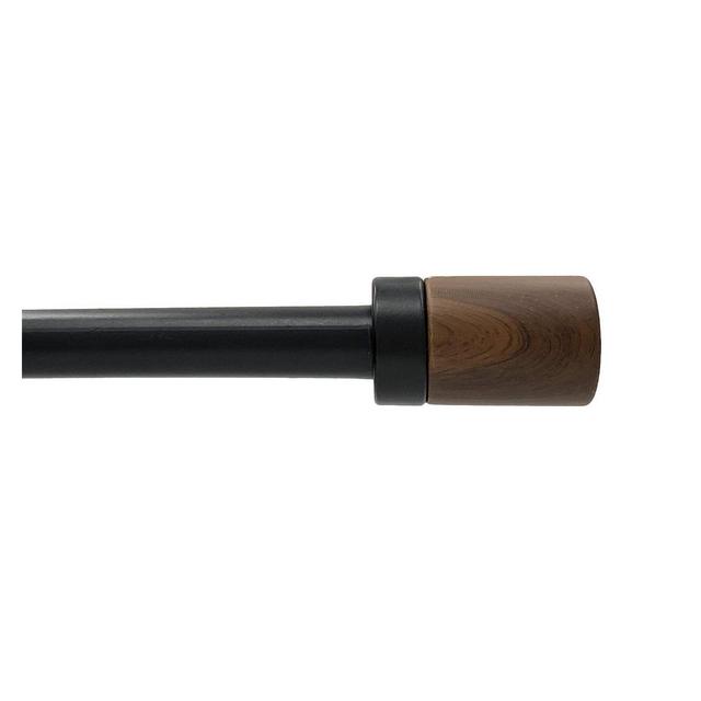 66"-120" Decorative Drapery Curtain Rod with Maple Wood Cylinder Finials Matte Black - Lumi Home Furnishings