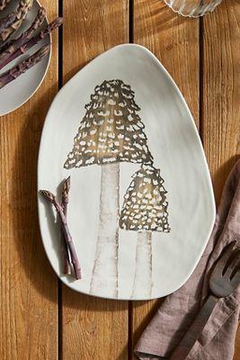 Mushroom Oval Serving Platter, Dark Brown