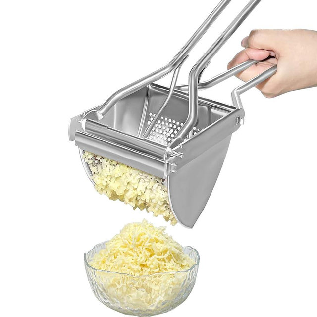 Potato Ricer, Larger 22 oz Heavy Duty Potato Masher Stainless Steel Make Fluffy Mashed Potatoes, Easy to Clean and Comfort Handle Ricer For Mashed Potatoes for Baby Food, Fruit juices