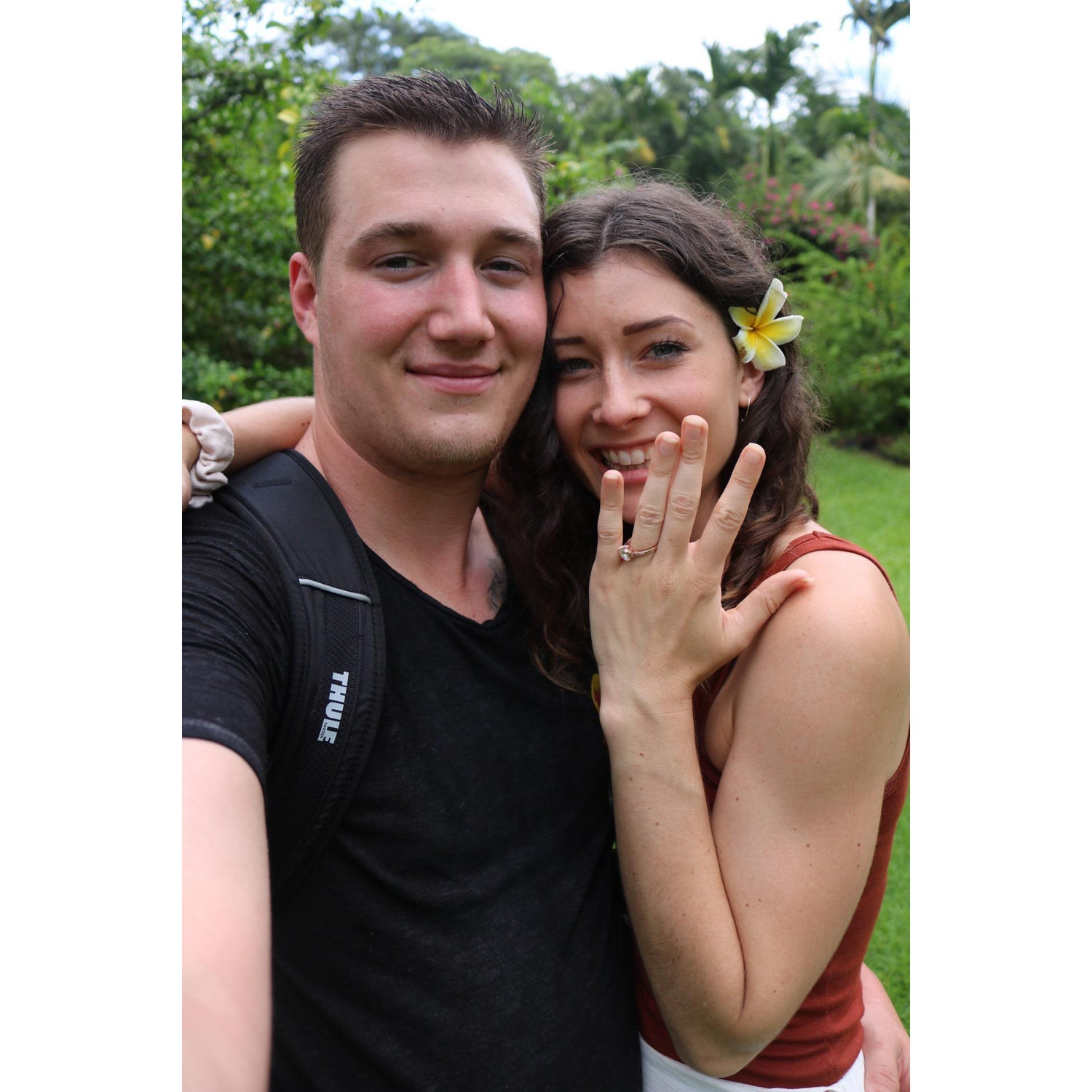We got engaged in a botanical garden in Mexico in August 2019