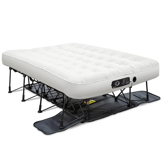 Ivation EZ-Bed (Full Size) Air Mattress with Deflate Defender™ Technology Dual Auto Comfort Pump & Dual Layer Laminate Material - AirBed Frame & Rolling Case for Guest, Travel, Vacation