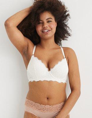Aerie Real Power Plunge Push Up Eyelash Lace Bra